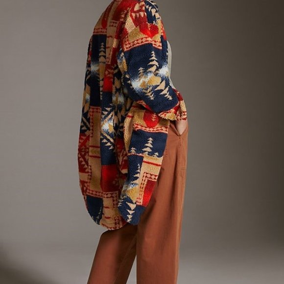 Anthropologie X Pilcro Leopard Sherpa Duster Jacket - Picture 9 of 11